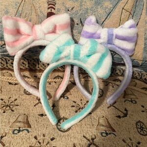 Striped Bow Hairband Set - Pink, Purple, and Mint
